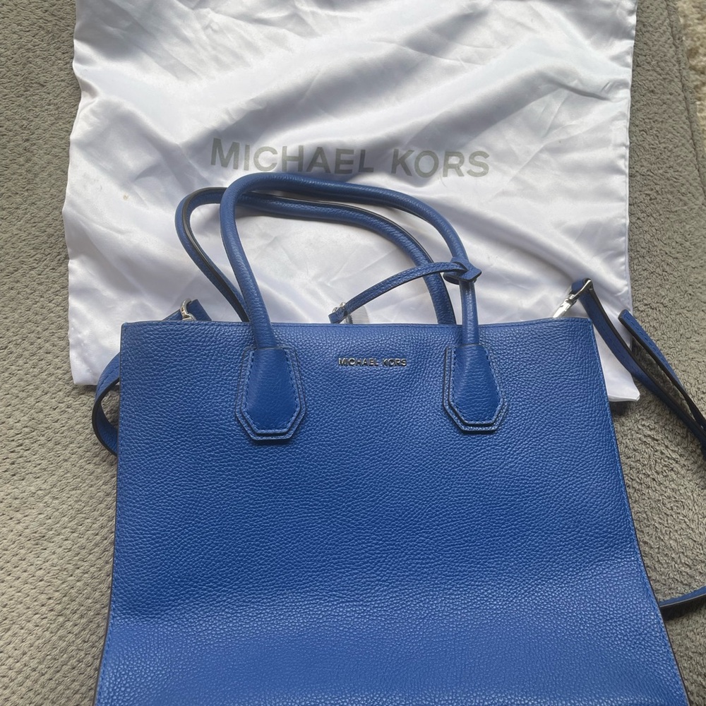 Michael Kors Blue Structured Leather Tote